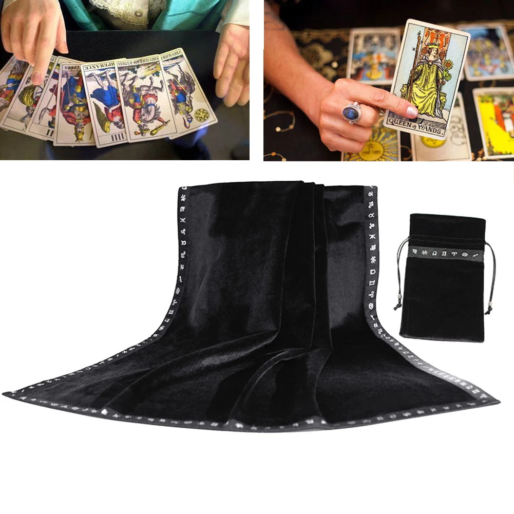 CREATCABIN Paño De Tarot Hexagrama, Toalla Altartarto, Luna, Cubierta De Tarot, Pentagrama, Tapiz Espiritual, Astrología Sagrada, Con Bolsillo Para Cartas Del Tarot, Para Adivinación, Brujería, Regalo