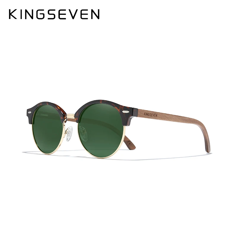 round sunglasses women KINGSEVEN Handmade High Quality Black Walnut Wood Sunglasses Men Women Polarized Mirror Sun Glasses Male UV400 Shades Oculos sunglasses for women Sunglasses