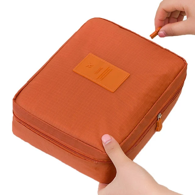 Outdoor Girls Make up Organizer Cases Women Cosmetic Bag Waterproof Female Storage Makeup Cases Orange