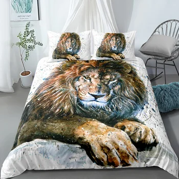

Fanaijia 3D Animal Bedding Sets king size Luxury Duvet Cover Set lion Print Quilt Cover with Pillowcase comforter set