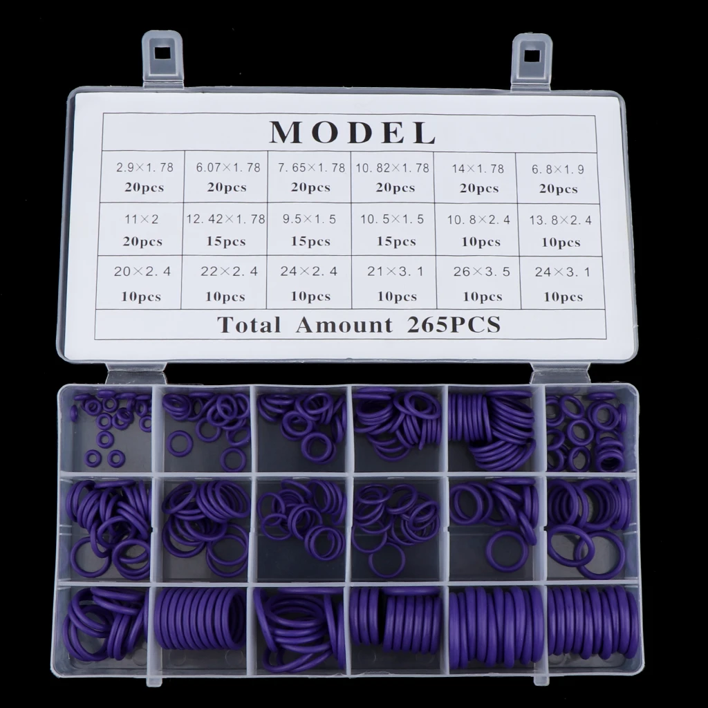 O-Ring Rubber Assortment Kit Set With Holder Case Metric 265 Pieces Variety Pack