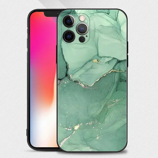 Phone Case For iPhone 13 12 11 Pro Max XS Max XR X 7 8 Plus 12 Mini 6S 5S SE 2020 Capa Black Shell Pink Gold Marble Art Fashion B03