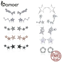 BAMOER звезда серьги коллекция Твердые стерлингового серебра AAA серьги с цирконием кубической огранки для женщин корейская мода Ювелирные изделия Подарки