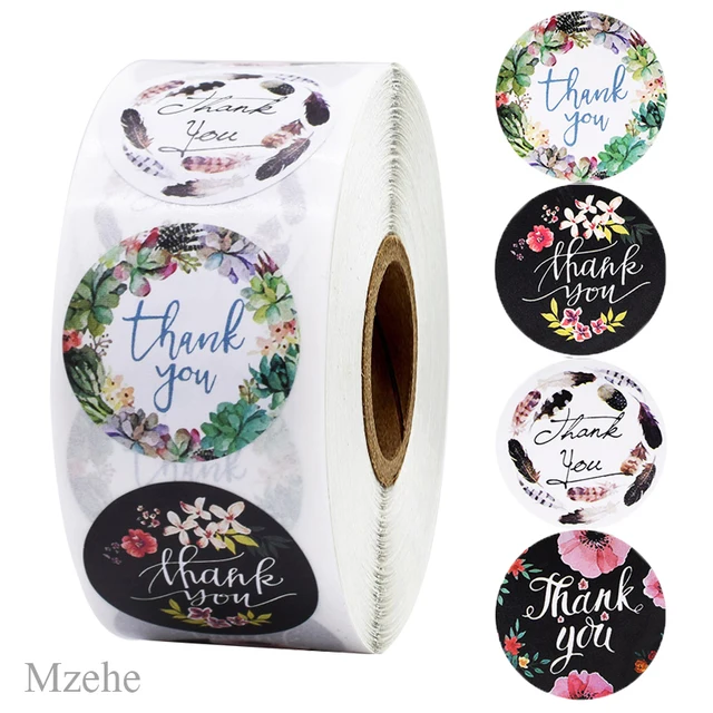50-500pcs 1inch kraft paper Handmade Stickers Gift Sealing Sticker Festival Birthday Party Decorations Labels Thank you Stickers B