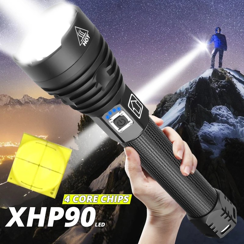 Мощный светодиодный фонарик XHP90.2 2020 лм масштабируемый XHP70 с USB зарядкой