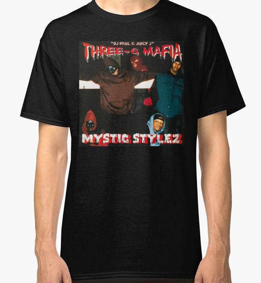 Хлопковые рубашки THREE SIX MAFIA-MYSTIC STYLEZ мужские черные футболки одежда с коротким