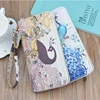 Long Wallets for Women PU Leather Peacock Printing Zipper Wristband Clutch Bag Large Capacity Female Money Clip Card Holder 2