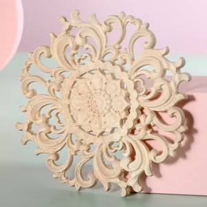 1 шт. круглый цветок резьба по дереву наклейка Неокрашенный диск Onlay Декор дверь мебель симметричный двор Европейский стиль 10 см 3D диск