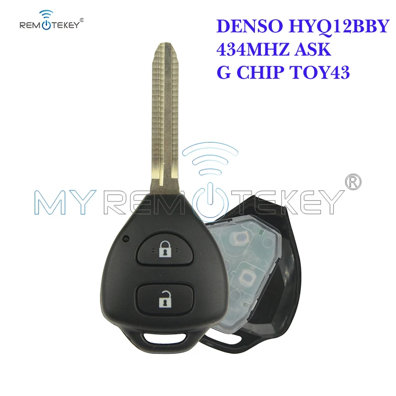 Remtekey DENSO HYQ12BBY Remote Key 2 Button TOY43 434Mhz For Toyota Corolla Camry+434mhz+G Chip