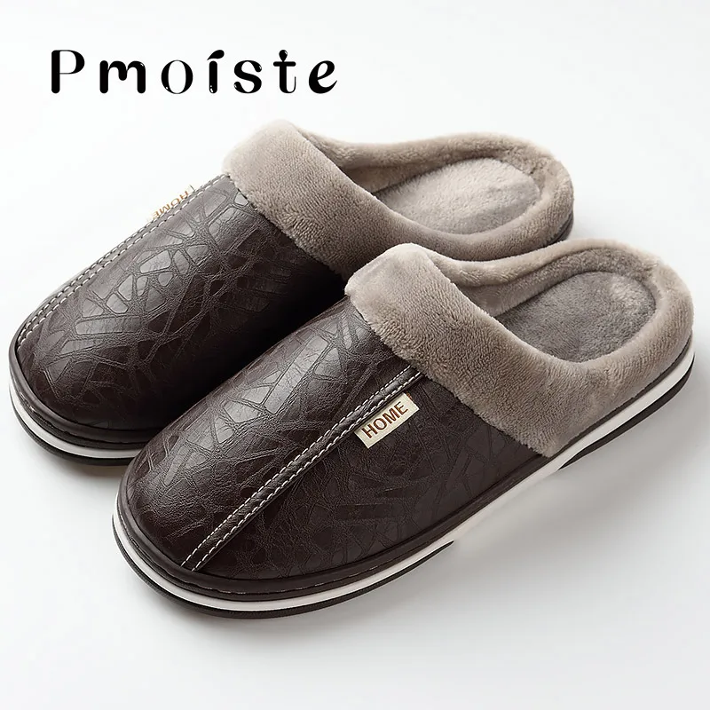MSL-017-Coffee Мужские тапочки, зимние, большие размеры 49-50, мягкие, противоскользящие, сохраняющие тепло, домашняя обувь для мужчин, мягкие, домашние мужские тапочки, модные, короткие, плюшевые - Цвет: MSL-017-Coffee