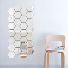 

24Pcs 3D Mirror Wall Sticker Home Decor Hexagon Decorations DIY Removable Living-Room Decal Mural Art Ornaments For Home