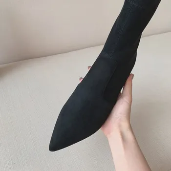 

kmeioo basic black ankle boots woman pointed toe high heels classic winter shoes women concise short boots