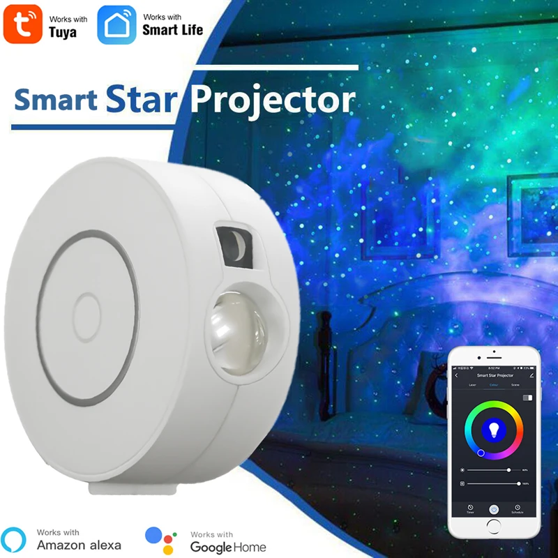 Proyector inteligente de estrellas con WiFi para el hogar, proyector Led de cielo estrellado con luz nocturna, Compatible con Smart Star, Tuya, aplicación de colores, Control inalámbrico, Alexa
