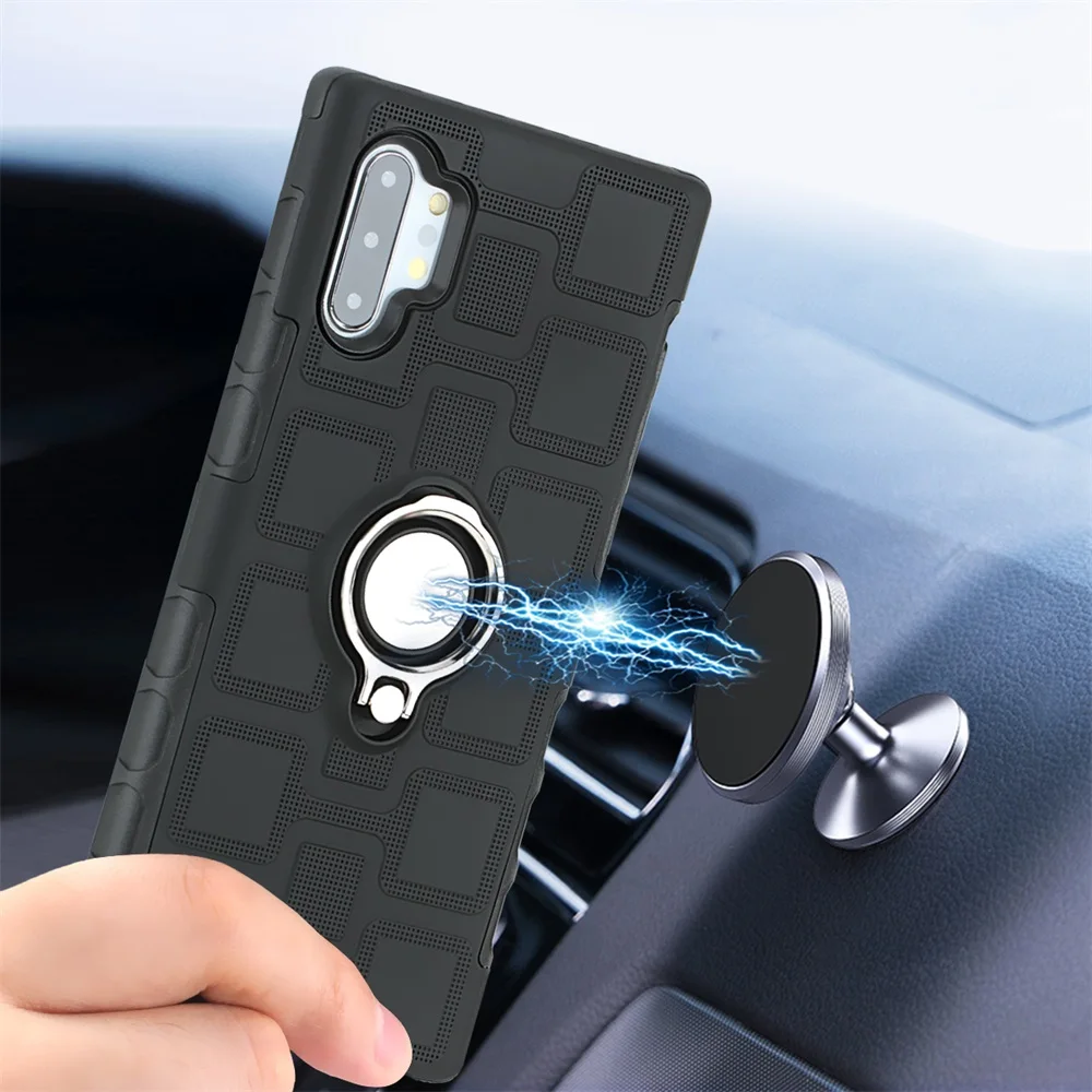 

For Samsung Note 10 Plus Case Cover Metallic Ring Stand Holder Phone Case For Samsung Galaxy Note 10 Plus Back Cover Coque