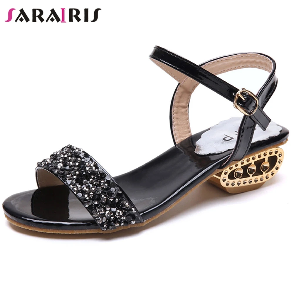 

SARAIRIS Ins Luxury Summer Female Strange Style Heel Bling Golden Back Strap Sandals Party Casual Sandals Women Shoes Woman