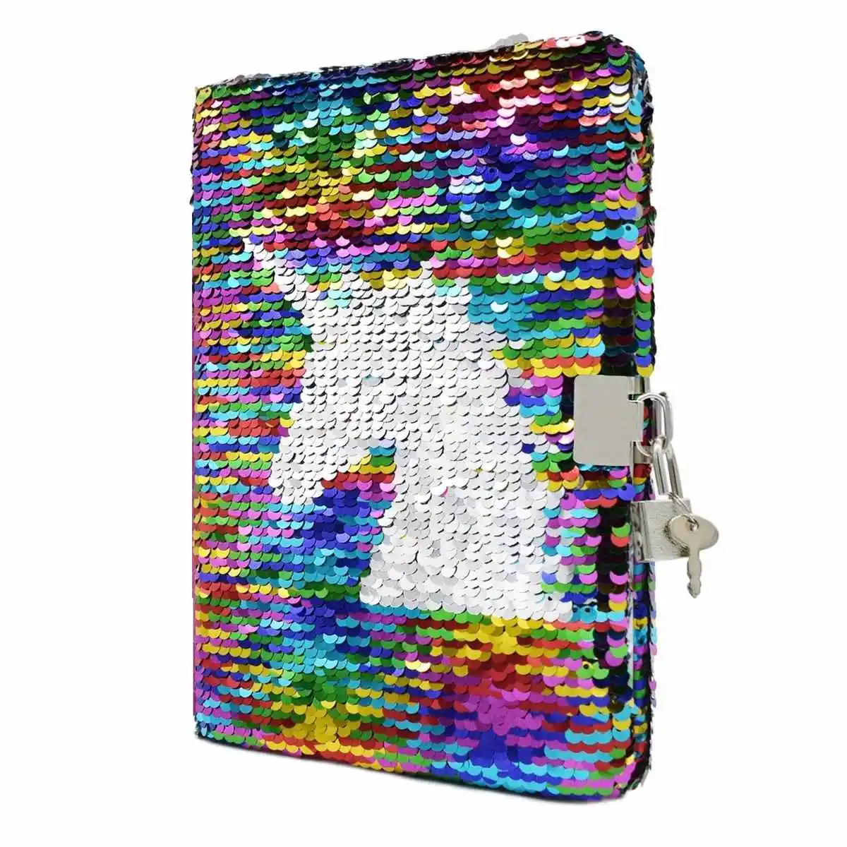 

Office Diary Notebooks School Memos With Lock for Kid Girl Adult Festival Gifts Random Pattern Reversible Glitter Sequin Journal