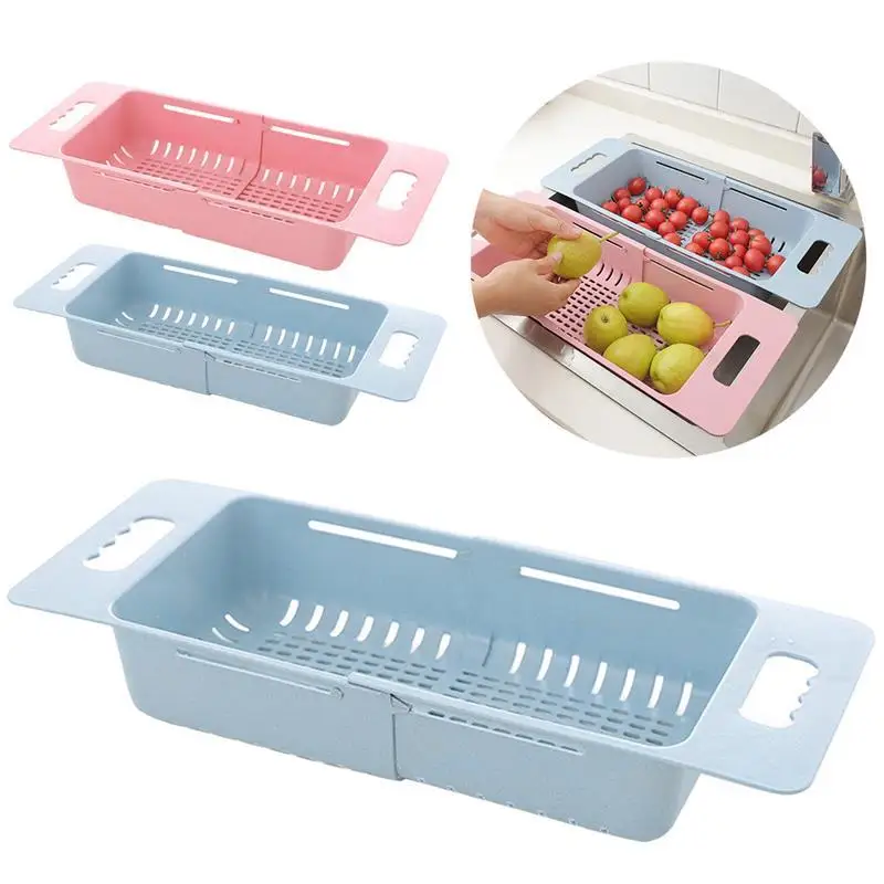 Collapsible Kitchen Colander Fruit Vegetable Strainer Drainer Washing Basket Plastic Drain Vegatable Basket Food Drainer Tools