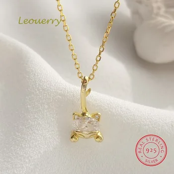 

Leouerry Original White Cubic Zircon Cute Animal Pendant Necklaces for Women 925 Sterling Silver Chain Jewelry Gifts