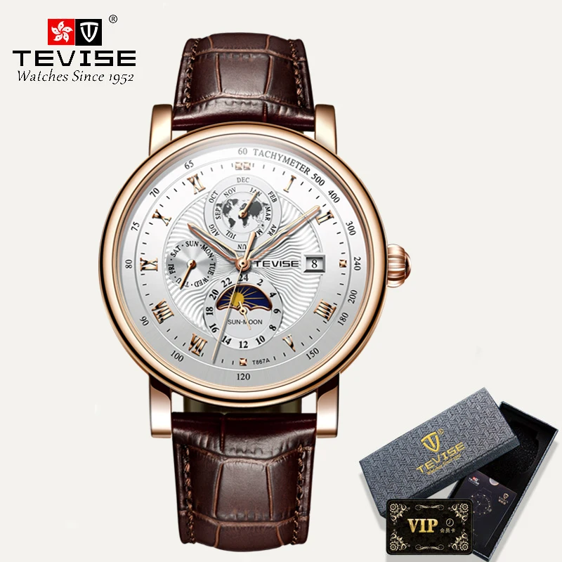 2021 New TEVISE WristWatch Men Business Automatic Mechanical Watch Fashion Luxury Tourbillon Sport Men Watches Relogio Masculino 