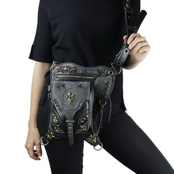 

Vintage Steampunk Rock PU Leather Casual Leg Bags Men Women Purse Wallet Travel Crossbody Shoulder Bag Outdoor Sport Waist Pack