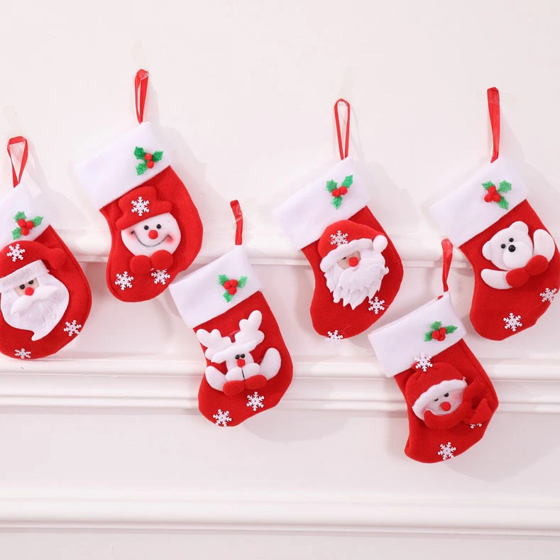 

1Pcs Santa Snowman Christmas Stockings Socks Xmas Tree Pendant Hanging Ornaments Candy Gift Bags New Year Party Decoration 62739