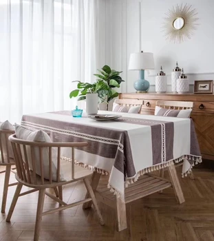 

Waterproof Cotton Linen Fabric Dining Tablecloth Square Hotel Christmas Decoration Cloth for Coffee Bar Table Cover