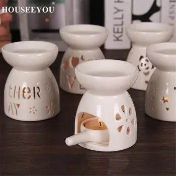 

HOT Ceramic Candle Holder Oil Incense Burner Essential Aromatherapy Oil Burner Lamps Porcelain Home Living Room