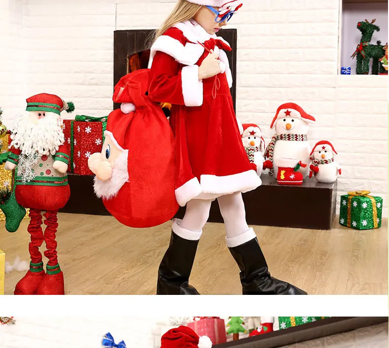 Рождественский костюм для детей 2, 4, 6, 8, 10 лет красное платье Санта-Клауса с накидкой для мальчиков и девочек, детская одежда для костюмированной вечеринки Одежда для девочек