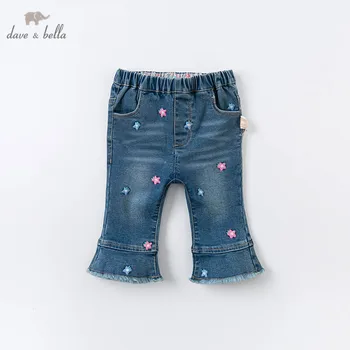 

DBJ14941 dave bella autumn baby girls fashion floral embroidery pants children full length kids pants infant toddler trousers