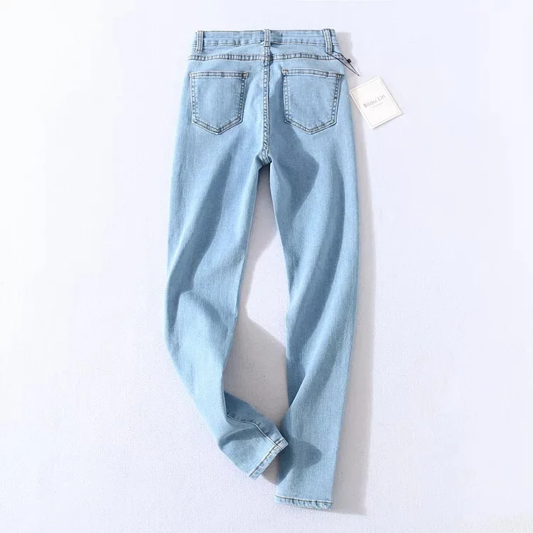 2020 Vintage Skinny cztery przyciski wysokiej talii dżinsy rurki kobiety Slim Fit Stretch spodnie dżinsowe pełnej długości Denim obcisłe spodnie 4 2020 Vintage Skinny cztery przyciski wysokiej talii dżinsy rurki kobiety Slim Fit Stretch spodnie dżinsowe pełnej długości Denim obcisłe spodnie 4