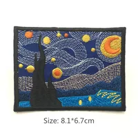 Buy Embroidery Patches For Clothing Camp Iron On Patch Punk Applique Clothes Stickers Van Gogh Star Night Mountain Wave Stripes Online - Image 2