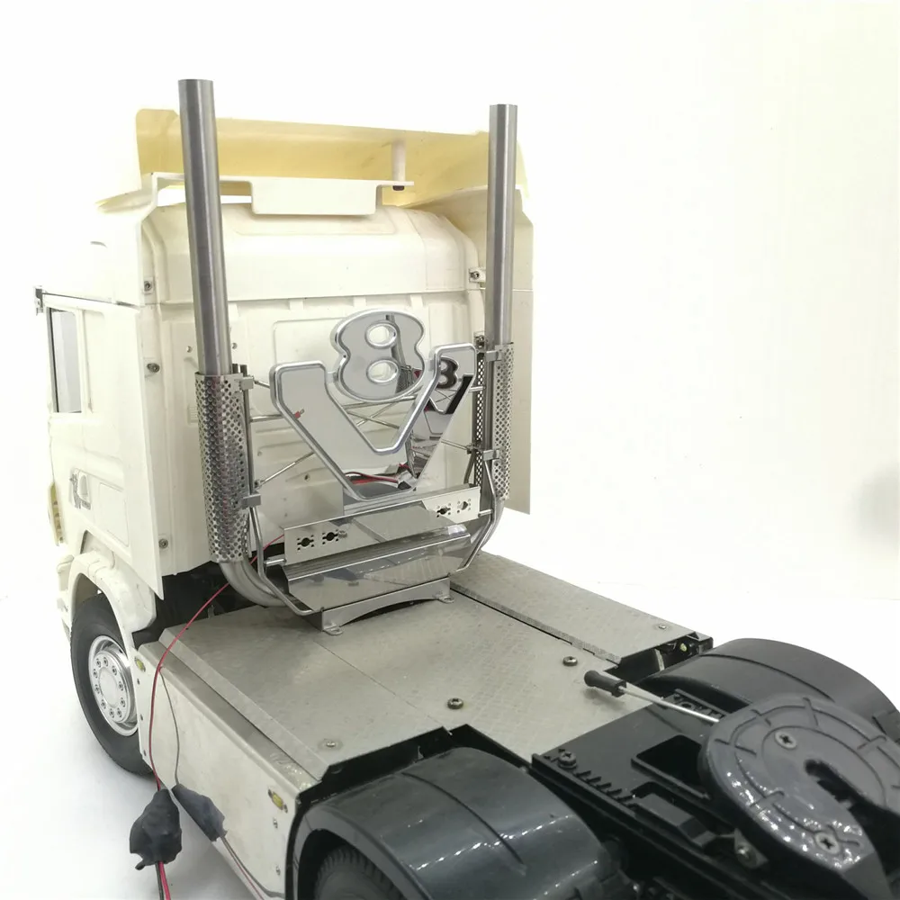 Светодиодный дымоход V8 с логотипом, набор для 1/14 Tamiya Truck Scania R620 R470 RC, запчасти для трактора, аксессуары