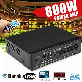 

220V 800W Home Amplifier HIFI 2CH Mini HIFI Digital bluetooth Audio Power Amplifier Support FM USB SD Card With Remote Controll