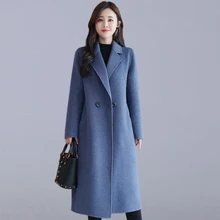 Осенне-зимнее шерстяное пальто женские длинные куртки повседневные пальто модный, застегивающийся на одну пуговицу женская верхняя одежда пальто P140