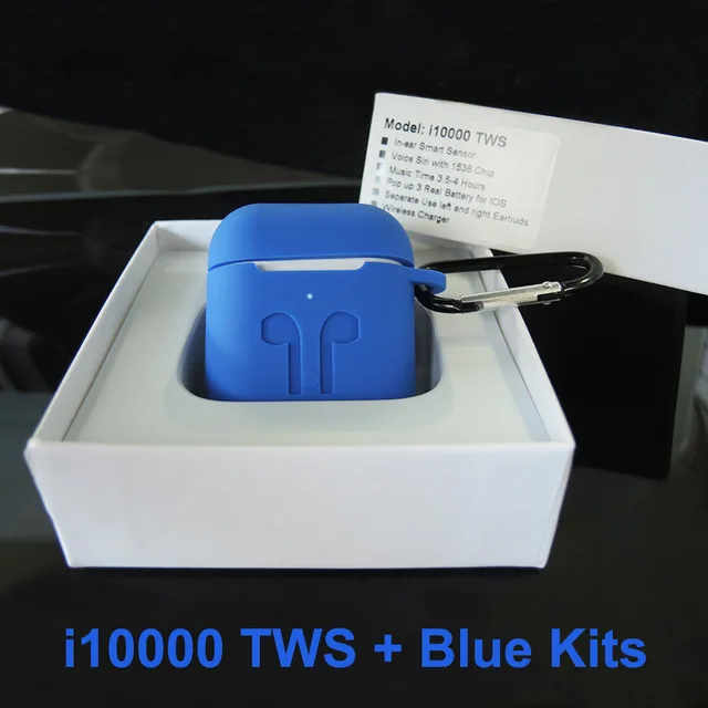 i10000 blue kits I10000 TWS Bluetooth наушники gps местоположения для IOS 5,0 Беспроводные наушники гарнитура PK i200 i500 i100000 i9000 TWS - Цвет: i10000 blue kits