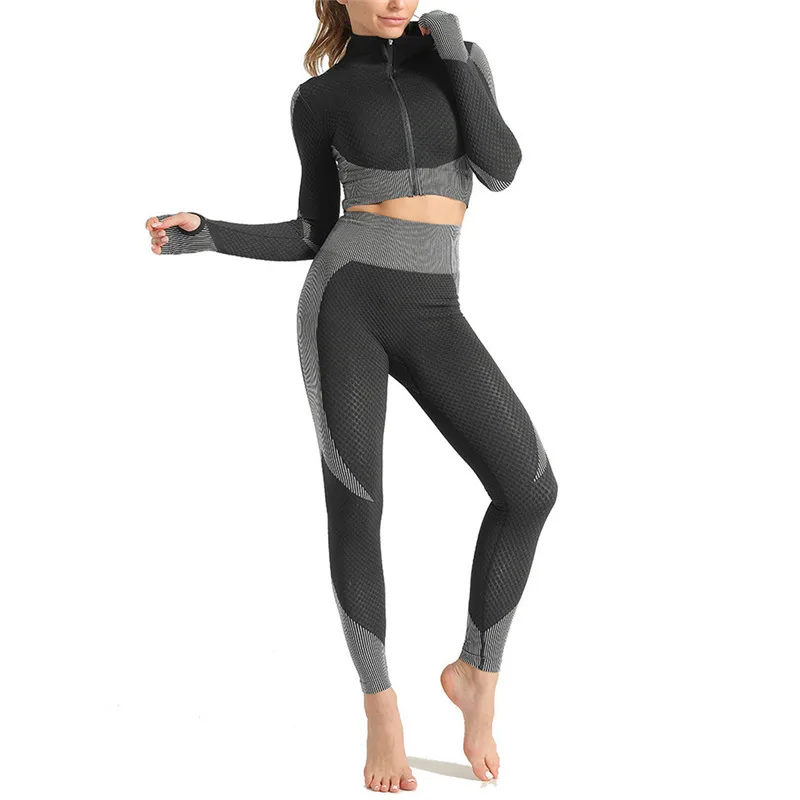 2/3Pcs Seamless Yoga Set Gym Fitness Clothing Women Yoga Suit Sportswear Female Workout Leggings Top Sport Clothes Training Suit 6