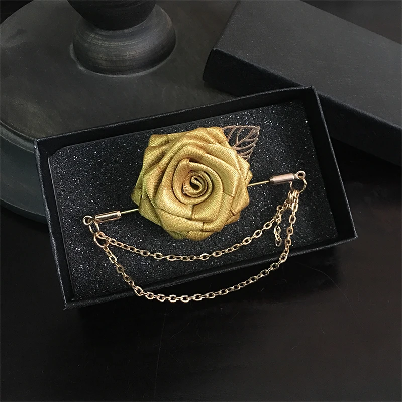 Flower Brooches Для мужчин Для женщин Ленточки нагрудные галстук-бабочка на булавке брошь на свадьбу, костюм вечерние пальто куртка сплав розы Цепи Броши со стразами для корсажа - Цвет: Flower Brooches