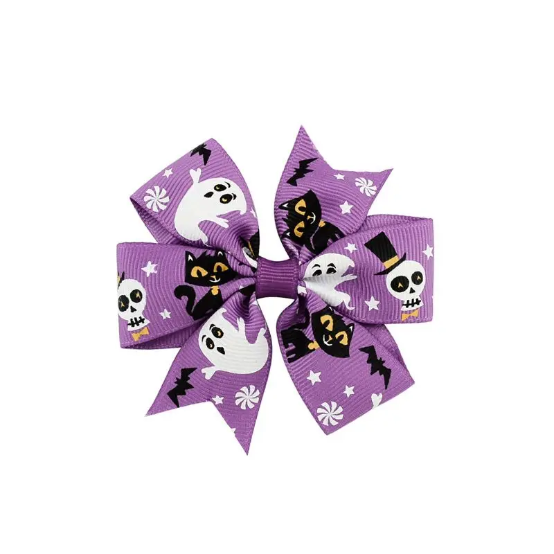 Хэллоуин бант для волос с зажимами для детей волосы Тыква бант для волос аксессуары для волос для Хэллоуина 12 видов стилей