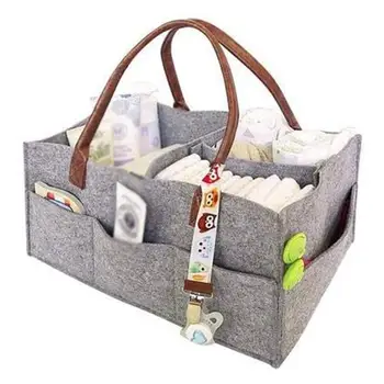 

Free Shipping Portable Foldable Felt Diaper Storage Bag Multifunction Kids Clothes Handbag For Baby Diaper Organizer Nappy Bags