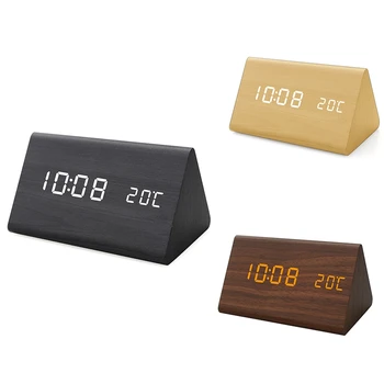 

Humidity and Temperature Alarm Clock Digital Baby Room Wood Clock Mute Luminous Digital Wooden Alarm Clock