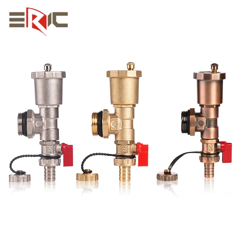 

1Inch Automatic Air Vent Drain Valve For Floor Heating System brass End Unit accessories Tail fitting Exhaust discharge water