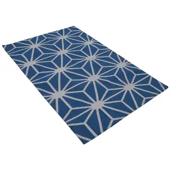 

111x167 Cm Blue Handmade Dhurrie Rug-4x5 Ft