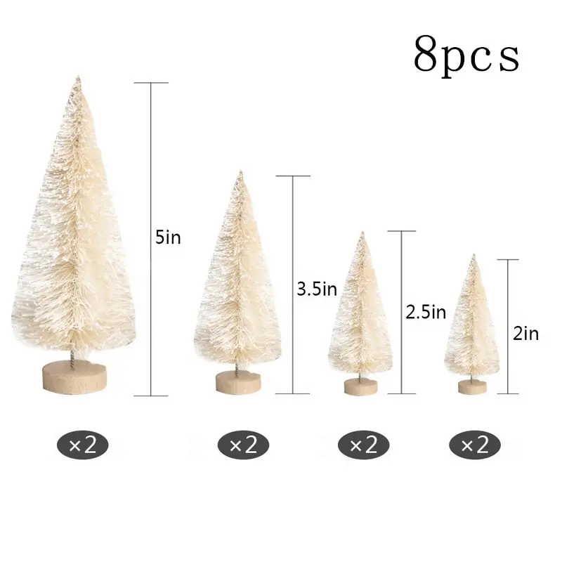 8pcs white Новинка, искусственные настольные мини елочные украшения, Рождественская елка 20 см, Новогоднее украшение стола, миниатюрное дерево, 1 шт - Цвет: 8pcs white