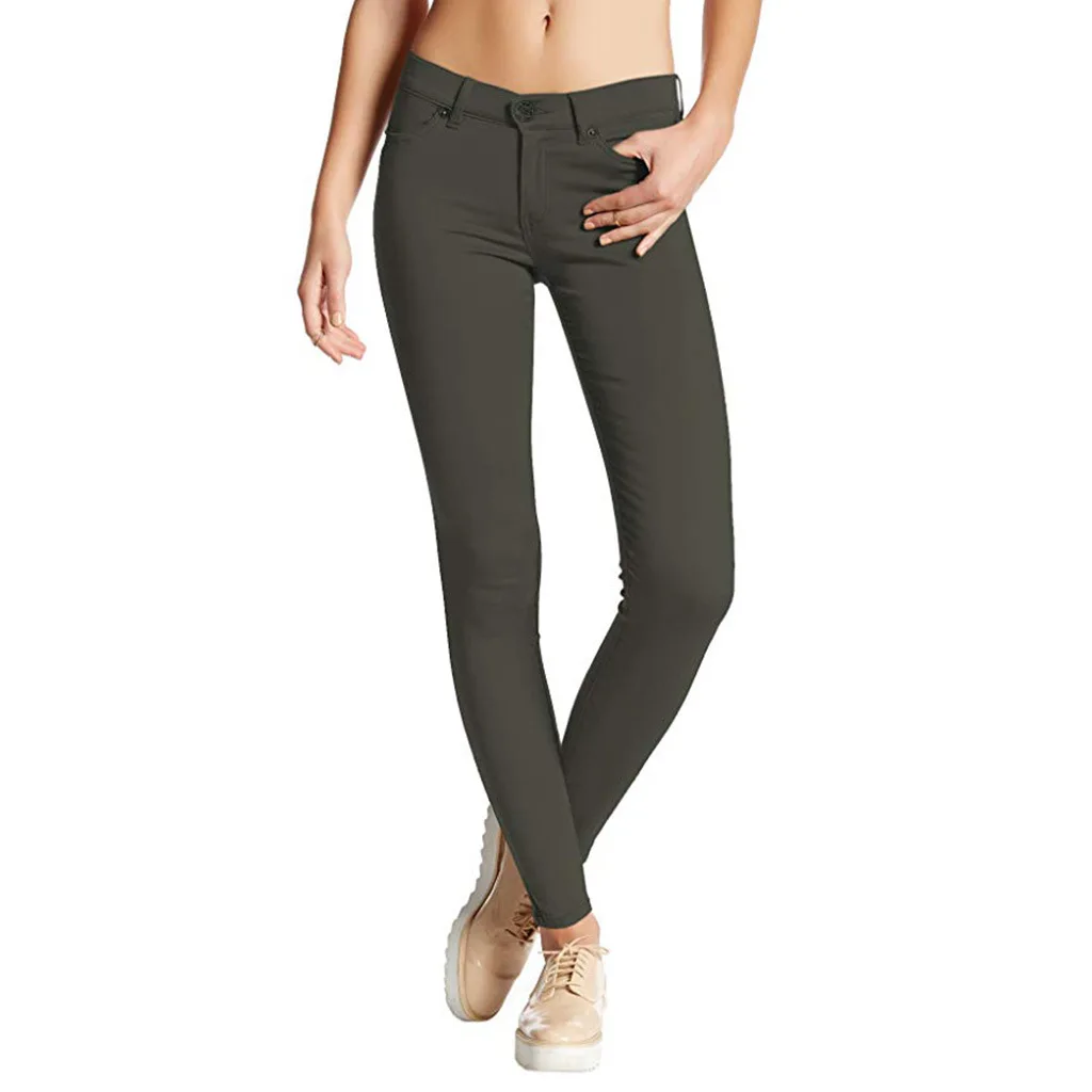 

Women's Pants Slim Fit Body Stretch Elastic Skinny High Quality Jeans Solid Three Colors Brown Black Ladies Comfortable Pants