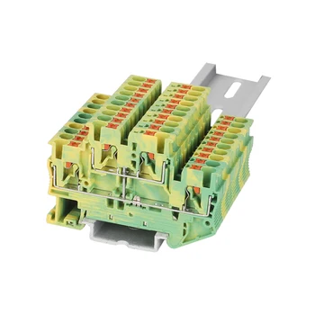 

10Pcs PTTB-2.5PE Terminal Block Double Layer Return Pull Type Spring Ground Terminal Blocks Screwless Ground Distribution Blocks