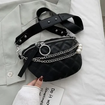 

Small PU Leather Crossbody Bags for Women New Pearl Design Summer Female Shoulder Bags Solid Color Chain Ladies' Travel Flap Bag