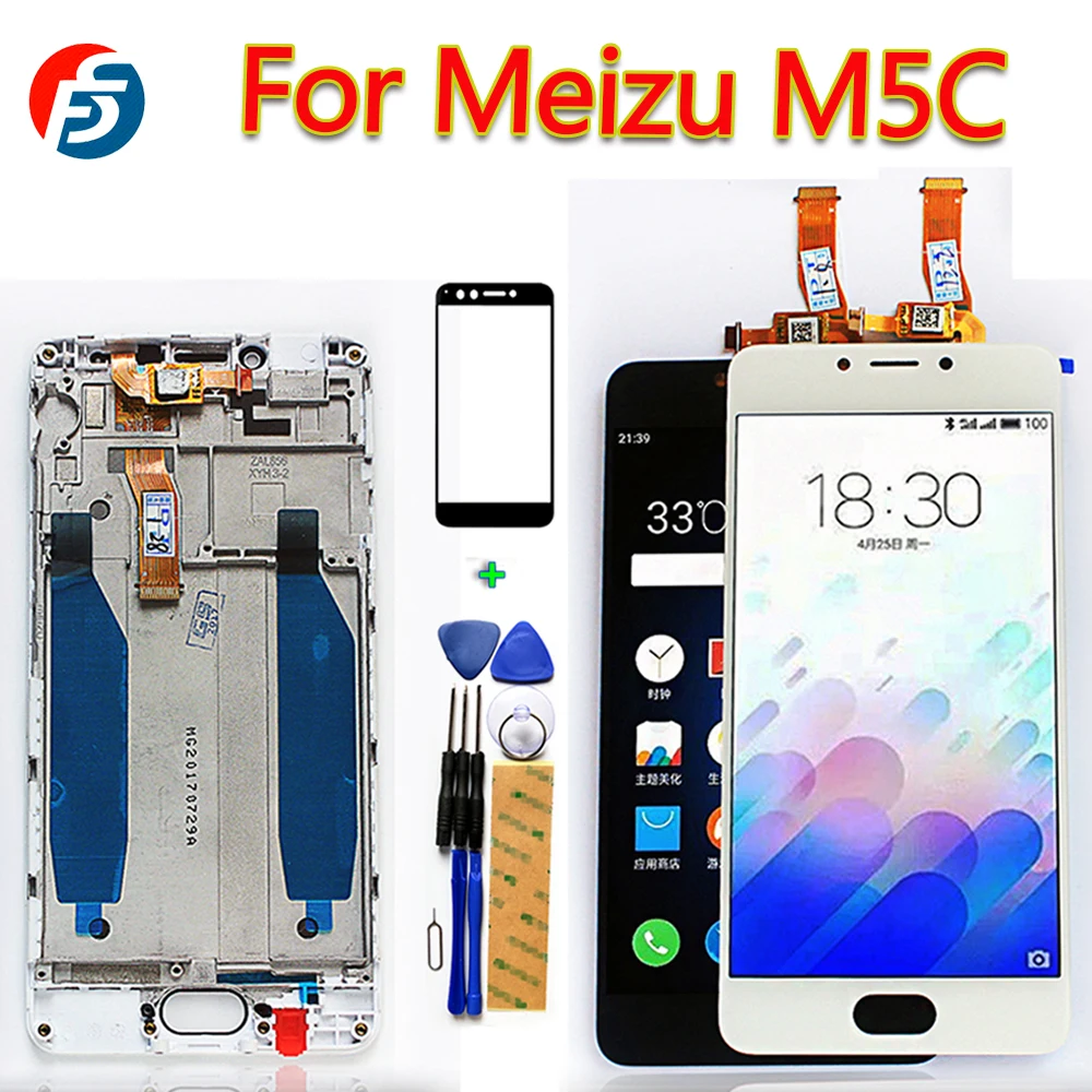 

AAA quality 5.0 inch Touch Screen For Meizu M5C / Meilan 5C LCD Display Digitizer Assembly Frame with Free Glass film And Tools