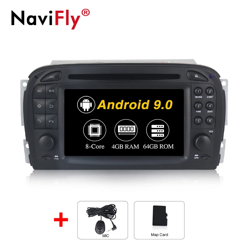 NaviFly 8 ядерный 4 Гб ОЗУ 64 Гб ПЗУ Android 9,0 Автомобильный gps Радио dvd-плеер головное устройство для Mercedes Benz SL R230 SL500 2001-2007 - Цвет: PX5 4G RAM 64G ROM