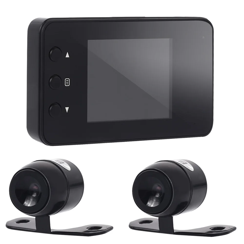 Vehemo 720P для мотоцикла рекордер камера HD Dvr видеорегистратор передний и задний видео двойной трек парковки монитор