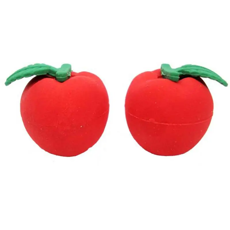 50pcs Red Apple Eraser Creative Attractive Pencil Erasers Cute Apple